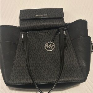 Michael Kors Black and Gray Signature Shoulder Bag and wallet